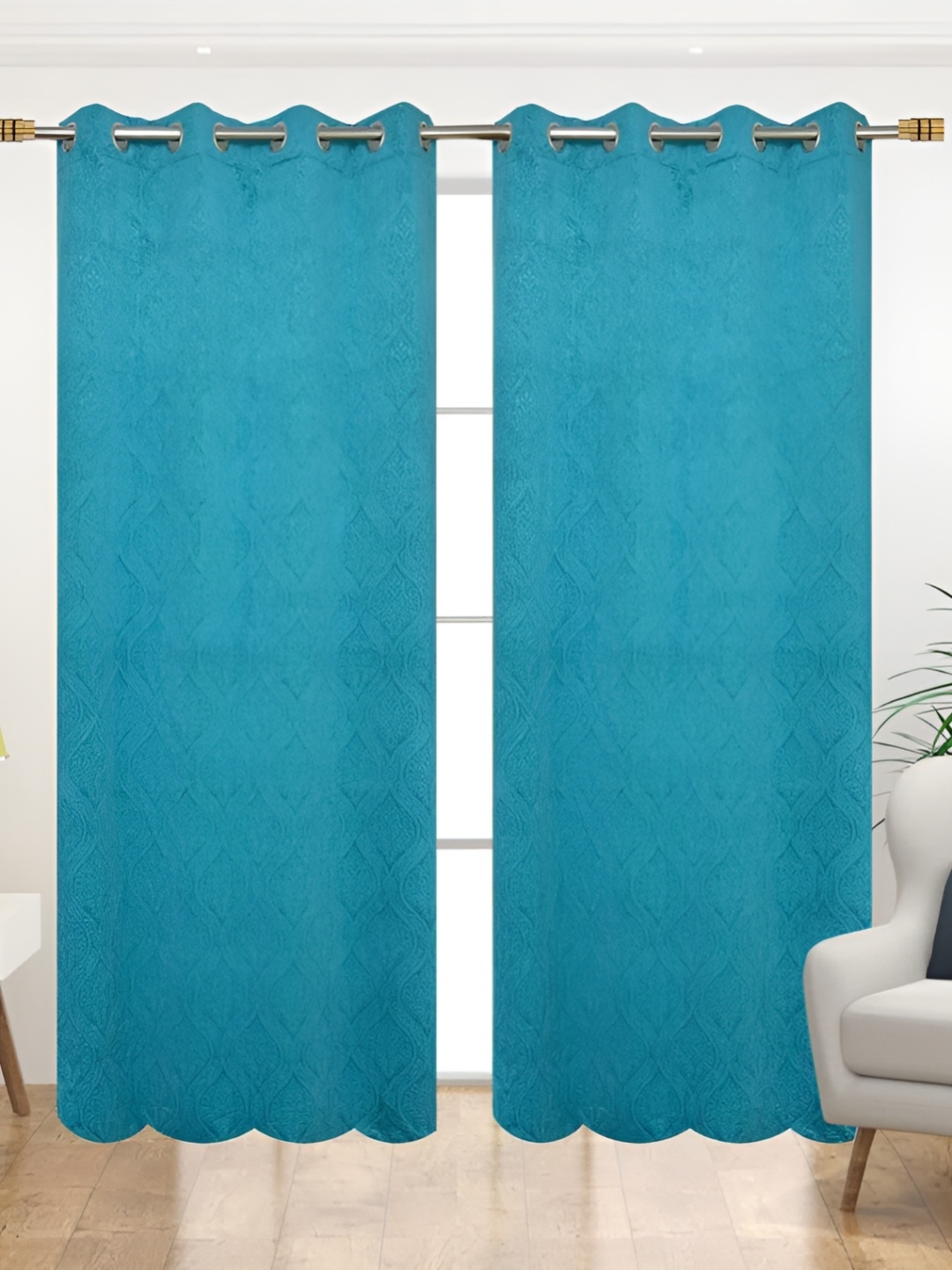 EISMOURAH Blue 2 Pieces Room Darkening Door Curtains