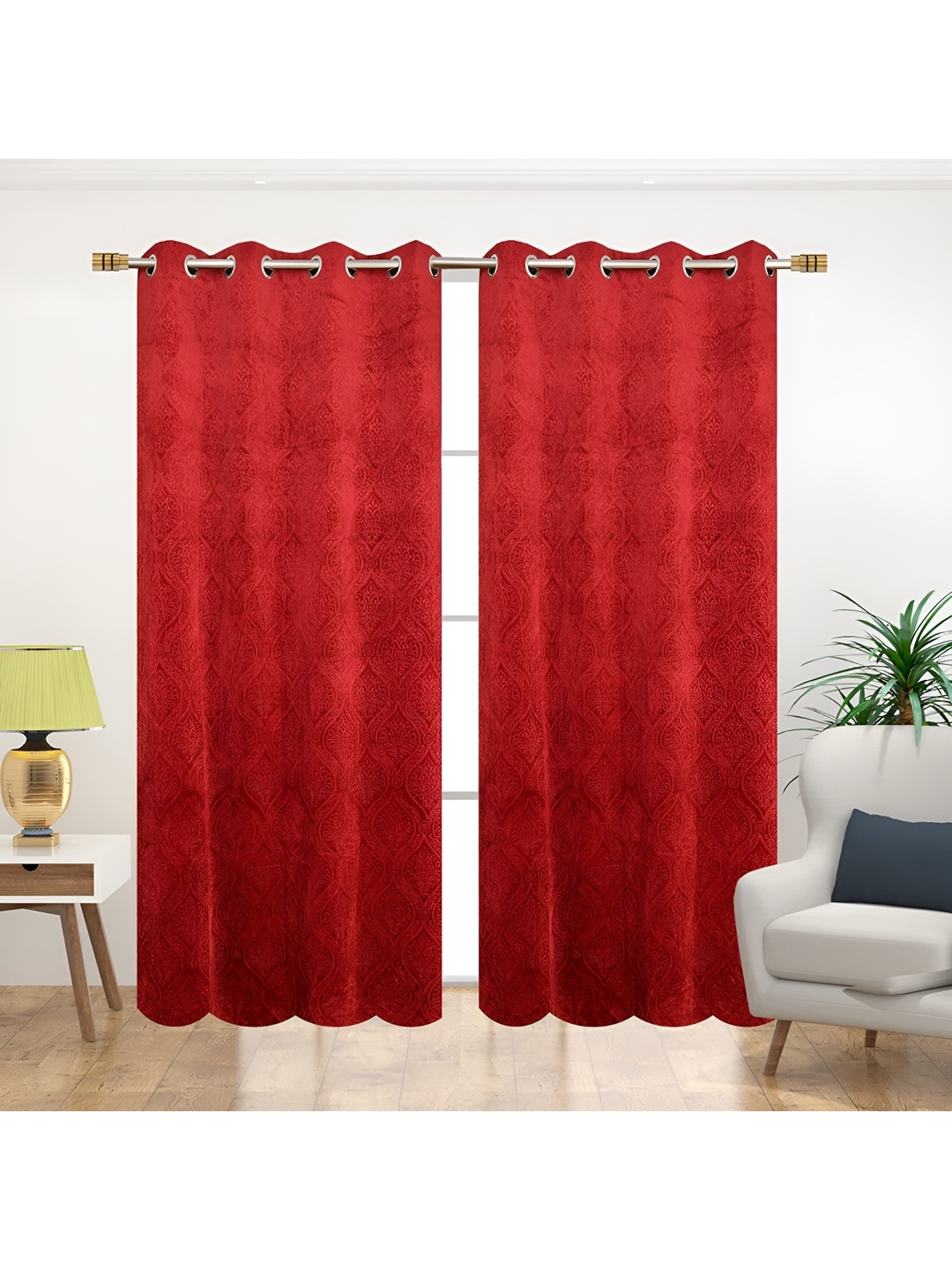 

EISMOURAH Maroon 2 Pieces Room Darkening Door Curtains