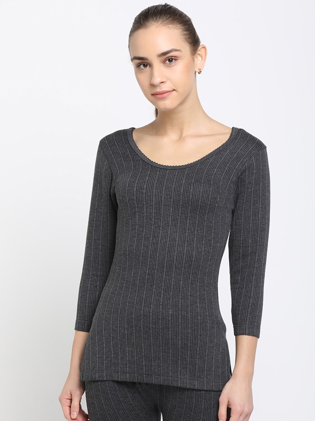 

DIXCY SCOTT Slimz Self-Design Cotton Thermal Top, Grey
