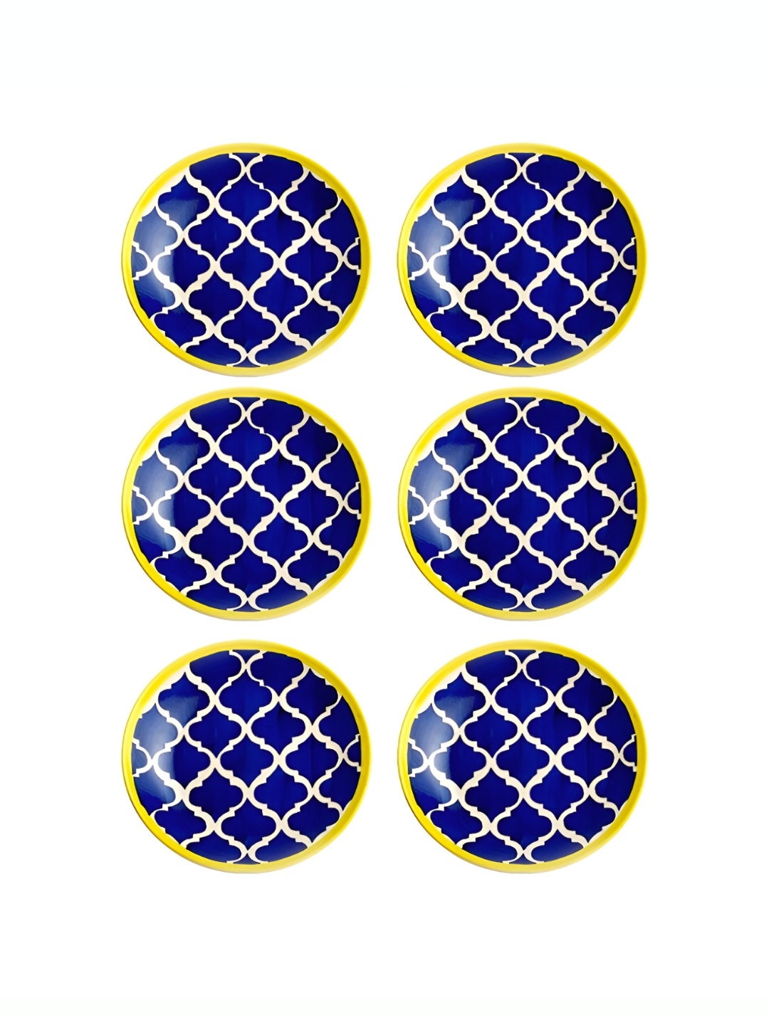caffeine Blue & White 6 Pieces Ceramic Plate