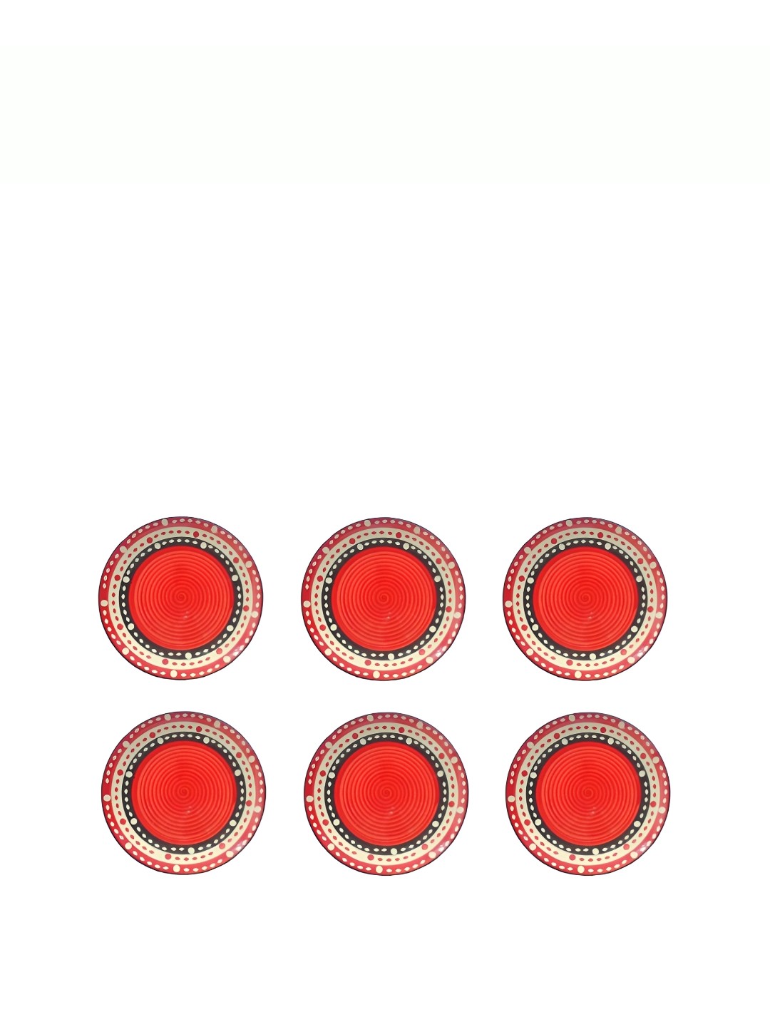 

caffeine Red & Black 6 Pieces Printed Ceramic Plate