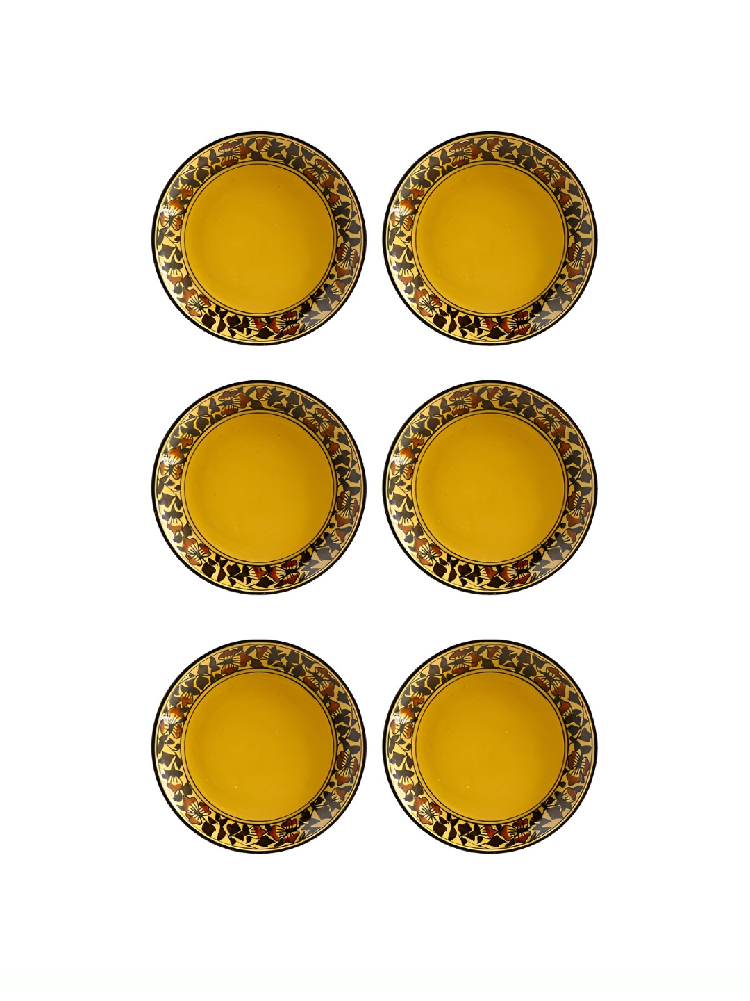 

caffeine Brown & Yellow 6 Pieces Printed Ceramic Plates