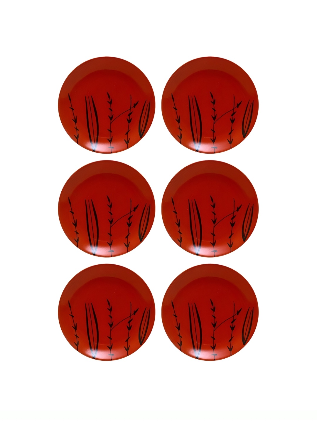 

caffeine Red & Black 6 Pieces Printed Ceramic Plates