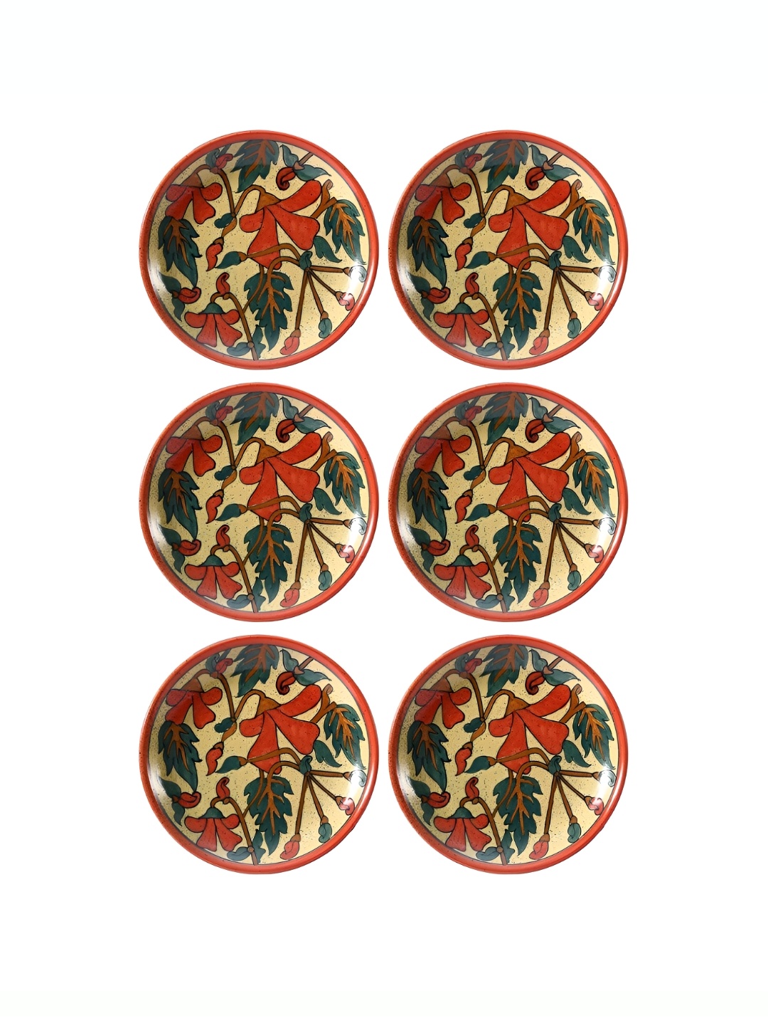 

caffeine Beige & Maroon 6 Pieces Printed Ceramic Plates