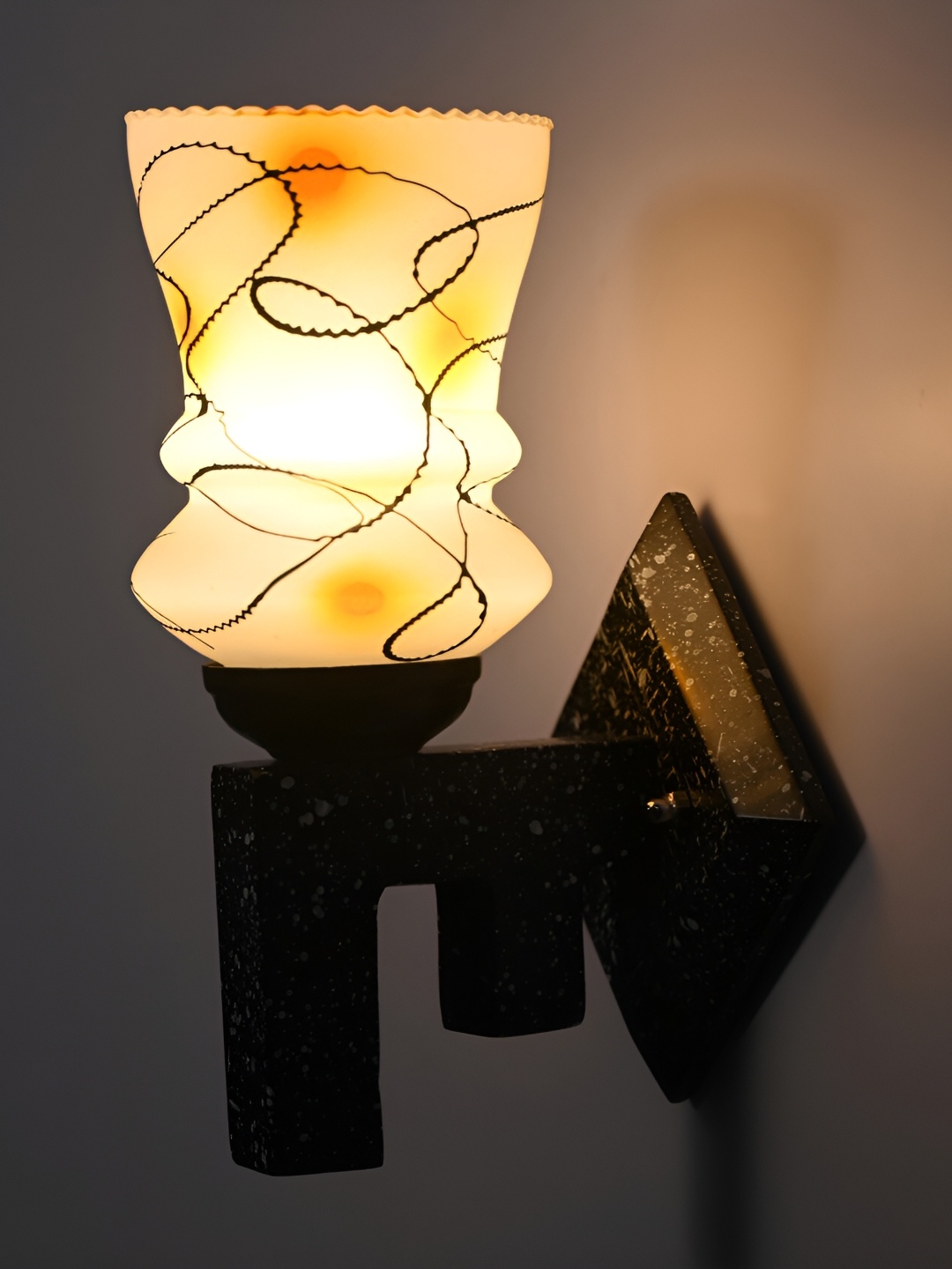 Afast Yellow & White Glass Wall Lamp
