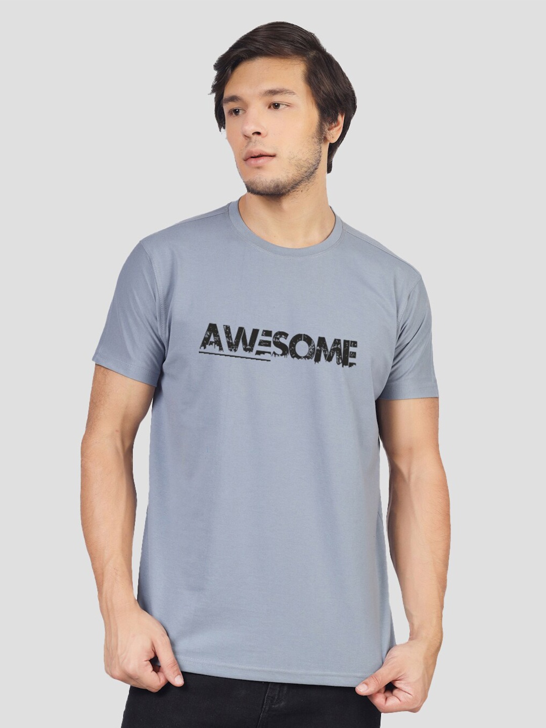 

Greylongg Typography Printed Round Neck T-shirt, Grey