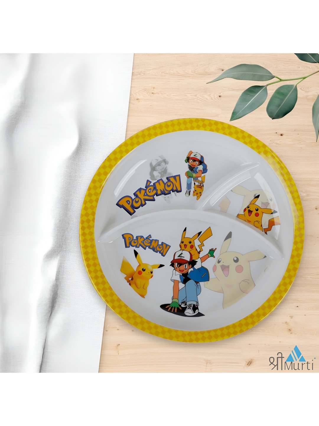 Shree Murti White & Yellow Printed Melamine Glossy Plates