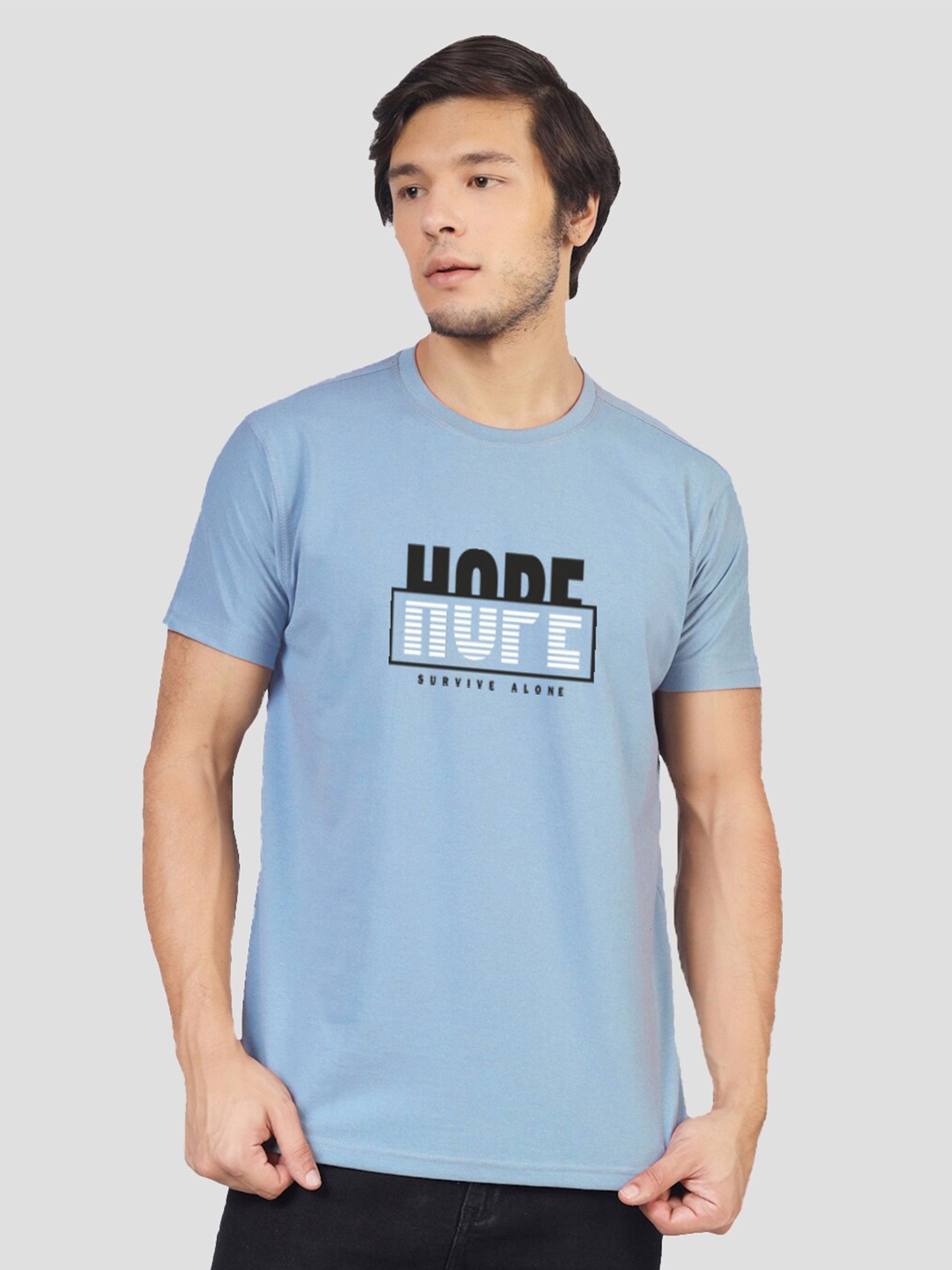 Greylongg Typography Printed T-shirt, Blue