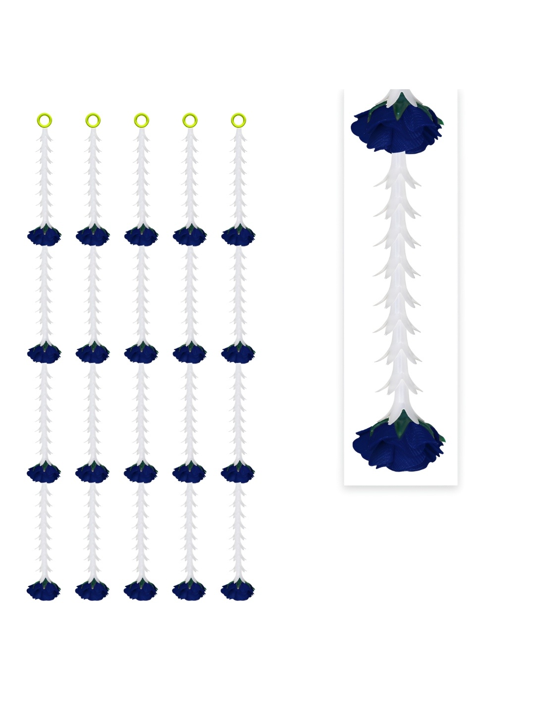 

iHandikart Blue White 5 Pieces Hanging Rajnigandha With Rose Artificial Flower