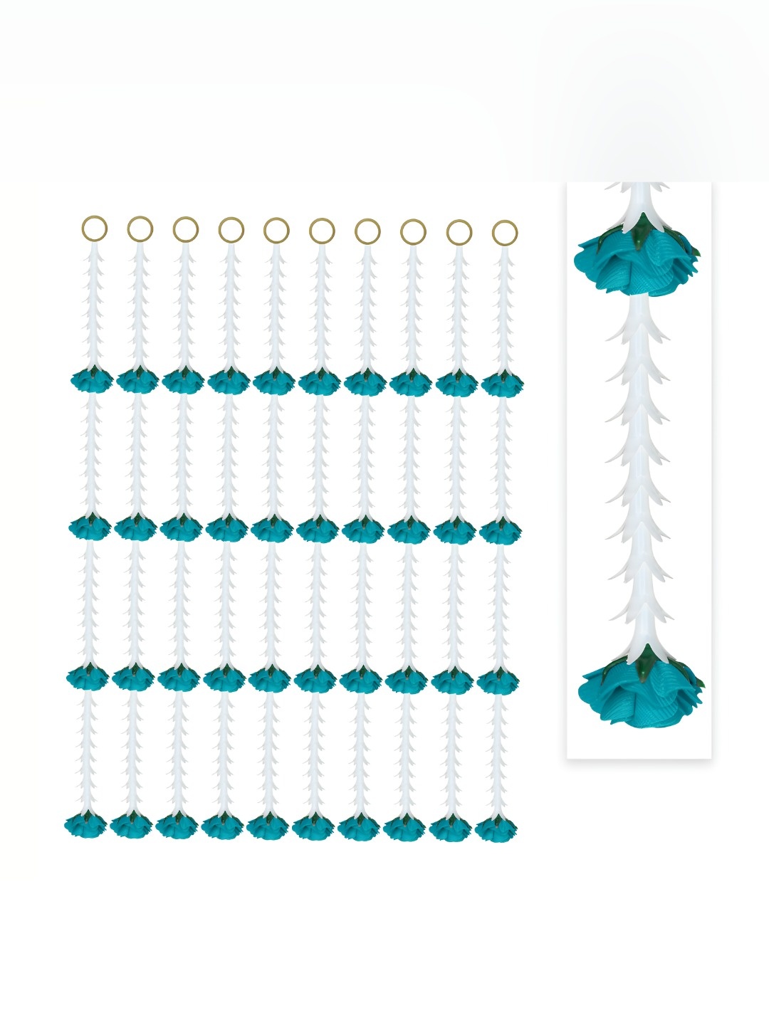 

iHandikart Blue White 10 Pieces Hanging Rajnigandha With Rose Garland Artificial Flower