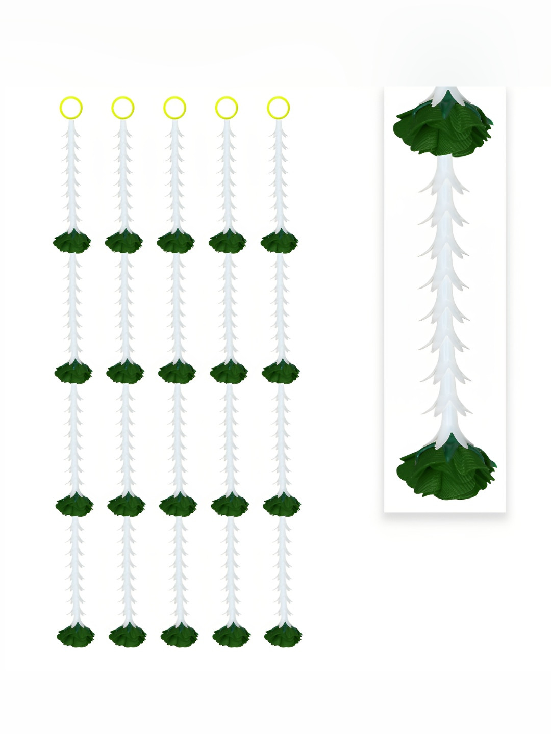 

iHandikart Green White 5 Pieces Hanging Rajnigandha With Rose Artificial Flower