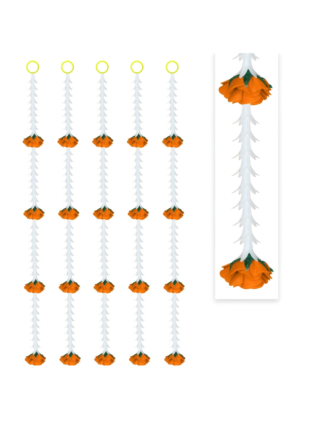 

iHandikart Yellow White 5 Pieces Hanging Rajnigandha With Rose Artificial Flower, Multi