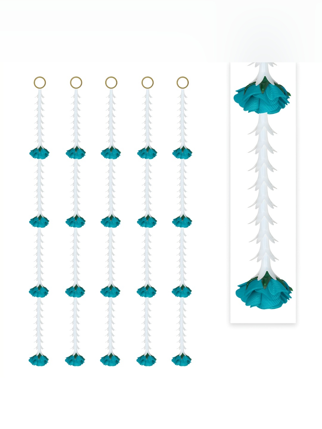 

iHandikart Blue White 5 Pieces Hanging Rajnigandha With Rose Artificial Flower