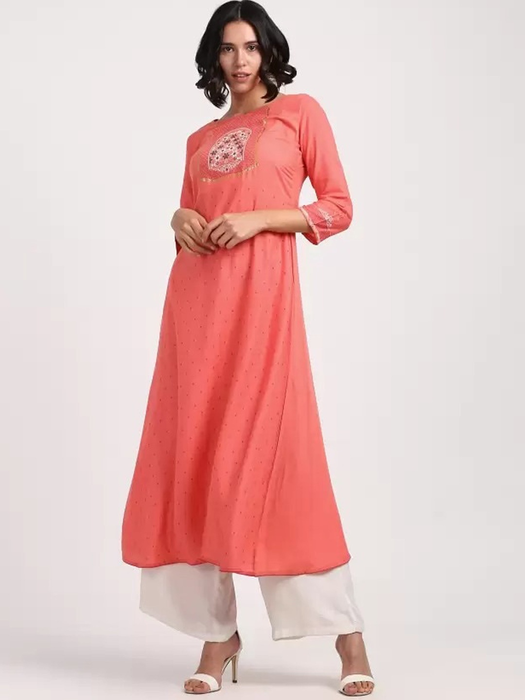 

Span Printed A-Line Kurta, Peach