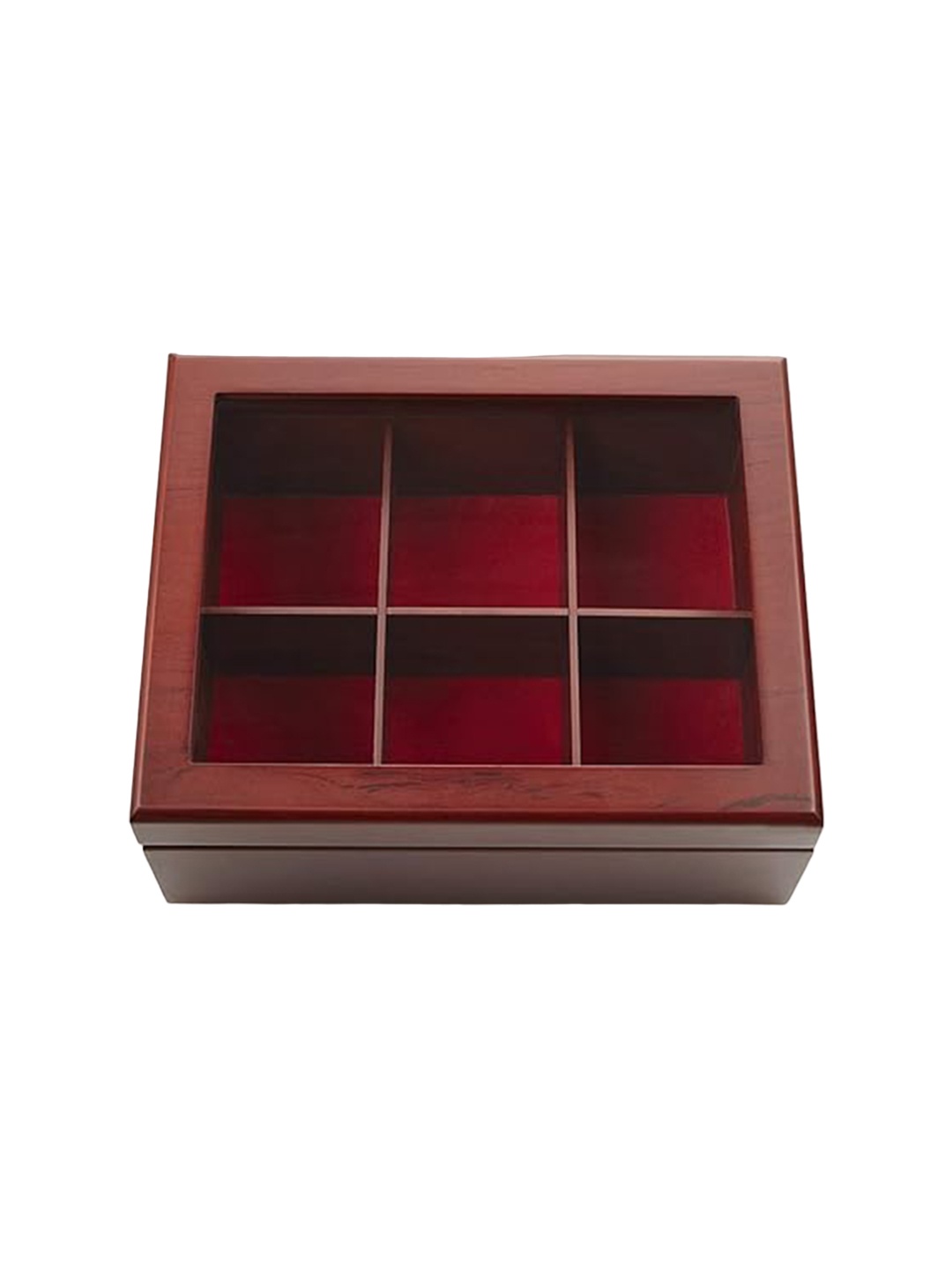 

WHITEWHALE Red Wooden 6 Adjustable Compartment Tea Storage Box