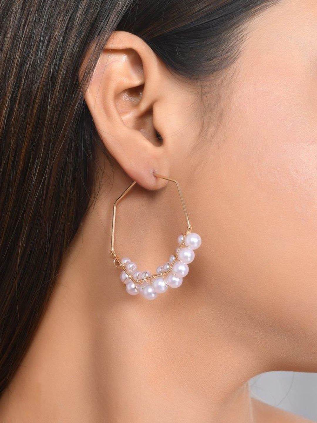 

VOJ Gold-Plated Circular Beaded Hoop Earrings