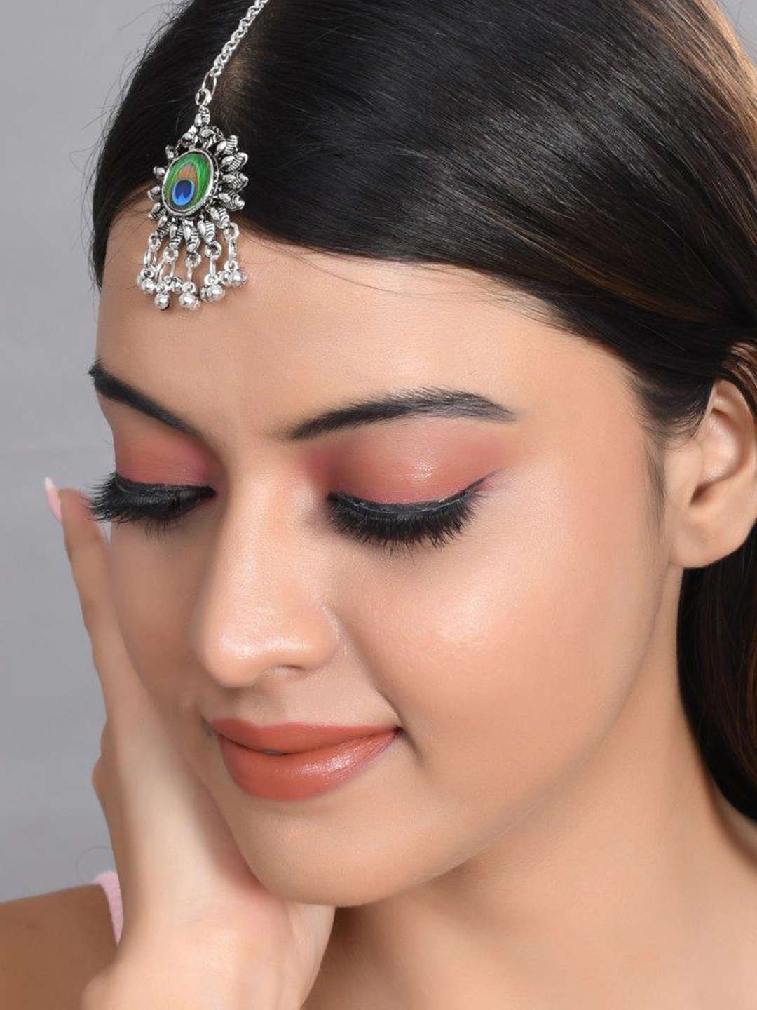 

VOJ Women Silver-Plated Beaded Maang Tikka