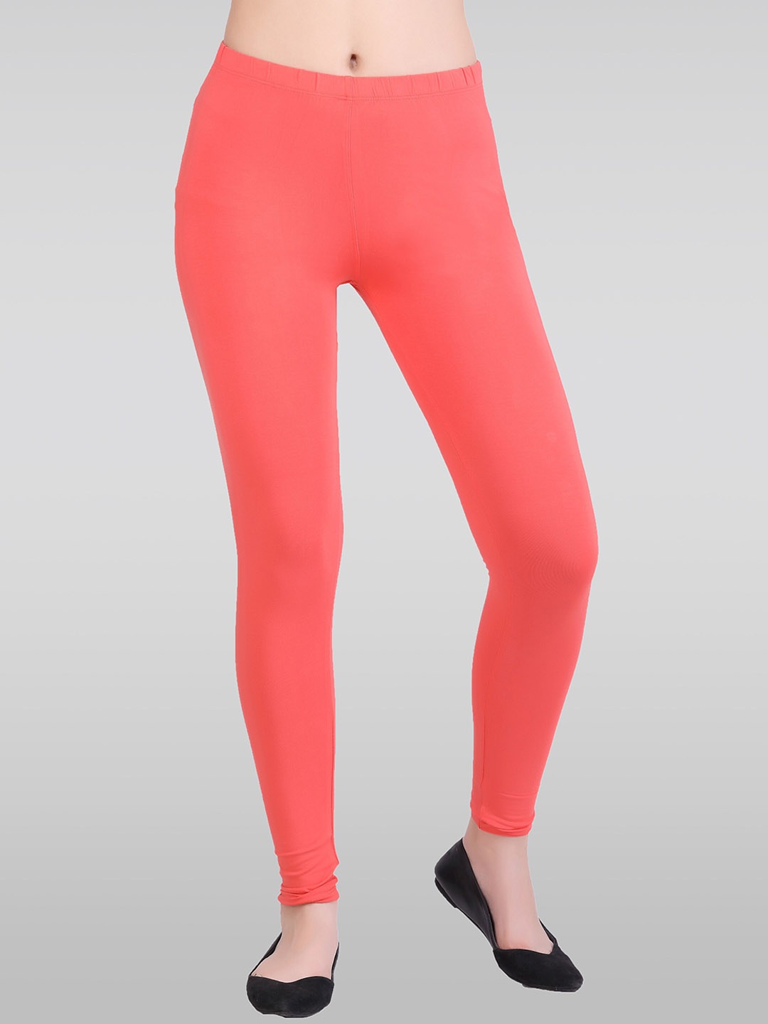 

LAASA SPORTS Mid-Rise Ankle Length Leggings, Coral