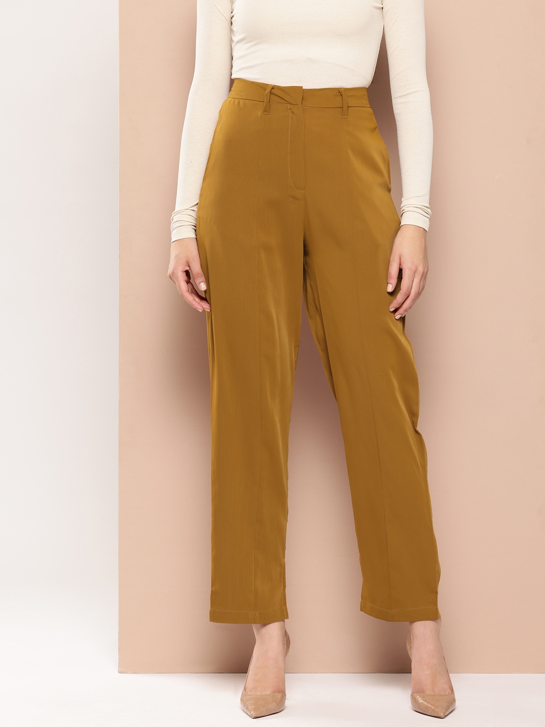 

Chemistry Women High-Rise Trousers, Rust