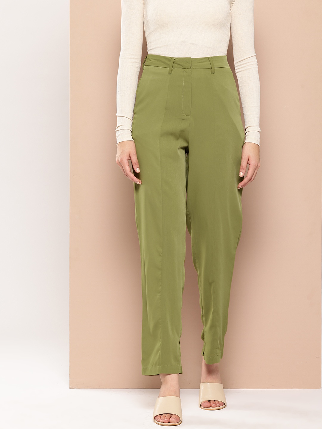 

Chemistry Women High-Rise Trousers, Green