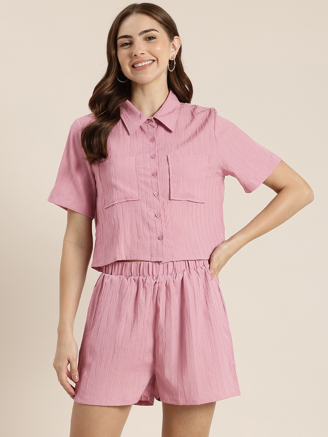 

HERE&NOW Shirt With Shorts Co-Ords Set, Mauve