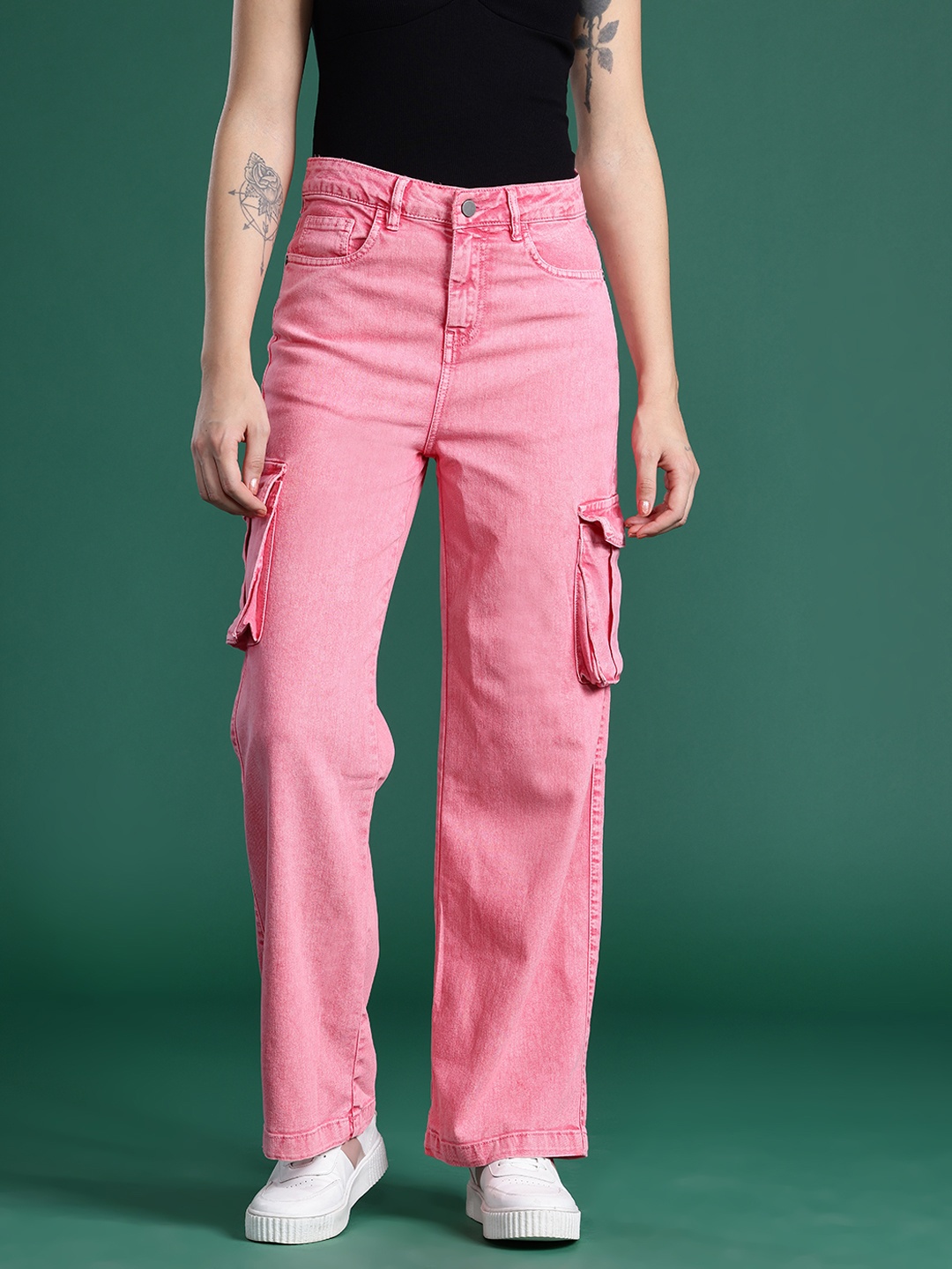

DressBerry Women Straight Fit Stretchable Jeans, Pink