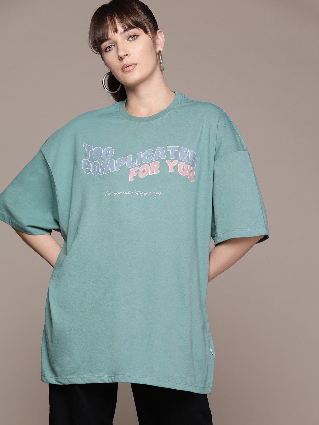 

The Roadster Lifestyle Co. Printed Oversized T-shirt, Blue