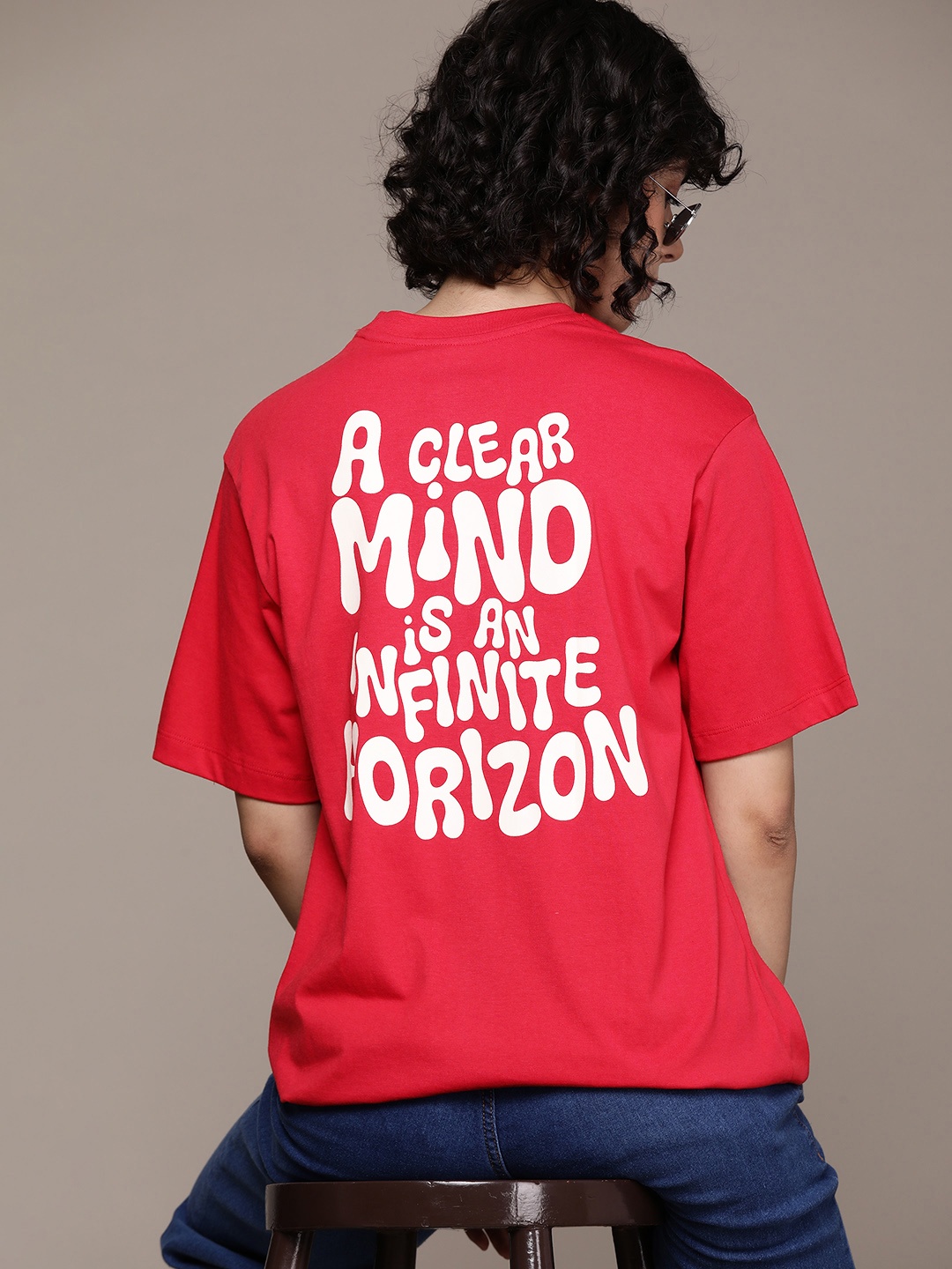 

The Roadster Lifestyle Co. Women Typography Printed Relaxed Fit T-shirt, Red