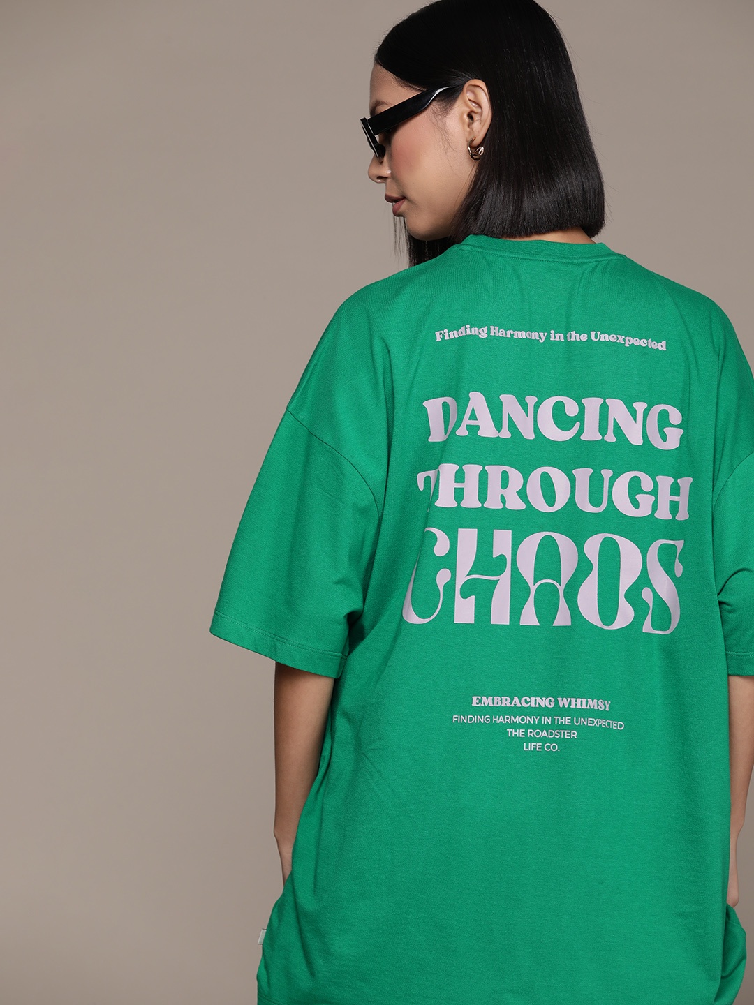 

The Roadster Lifestyle Co. Printed Oversized T-shirt, Green