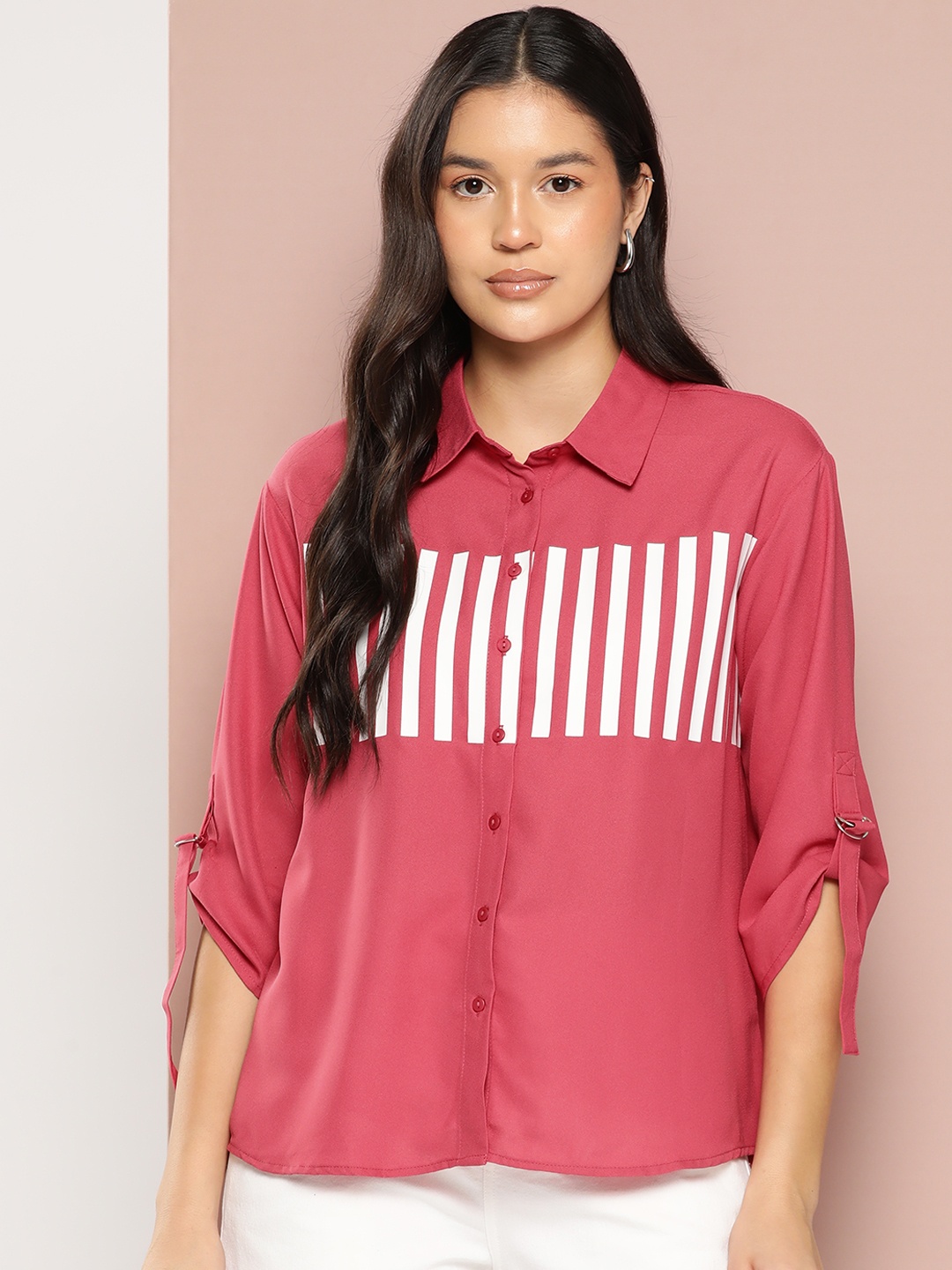 

Harvard Striped Casual Shirt, Pink