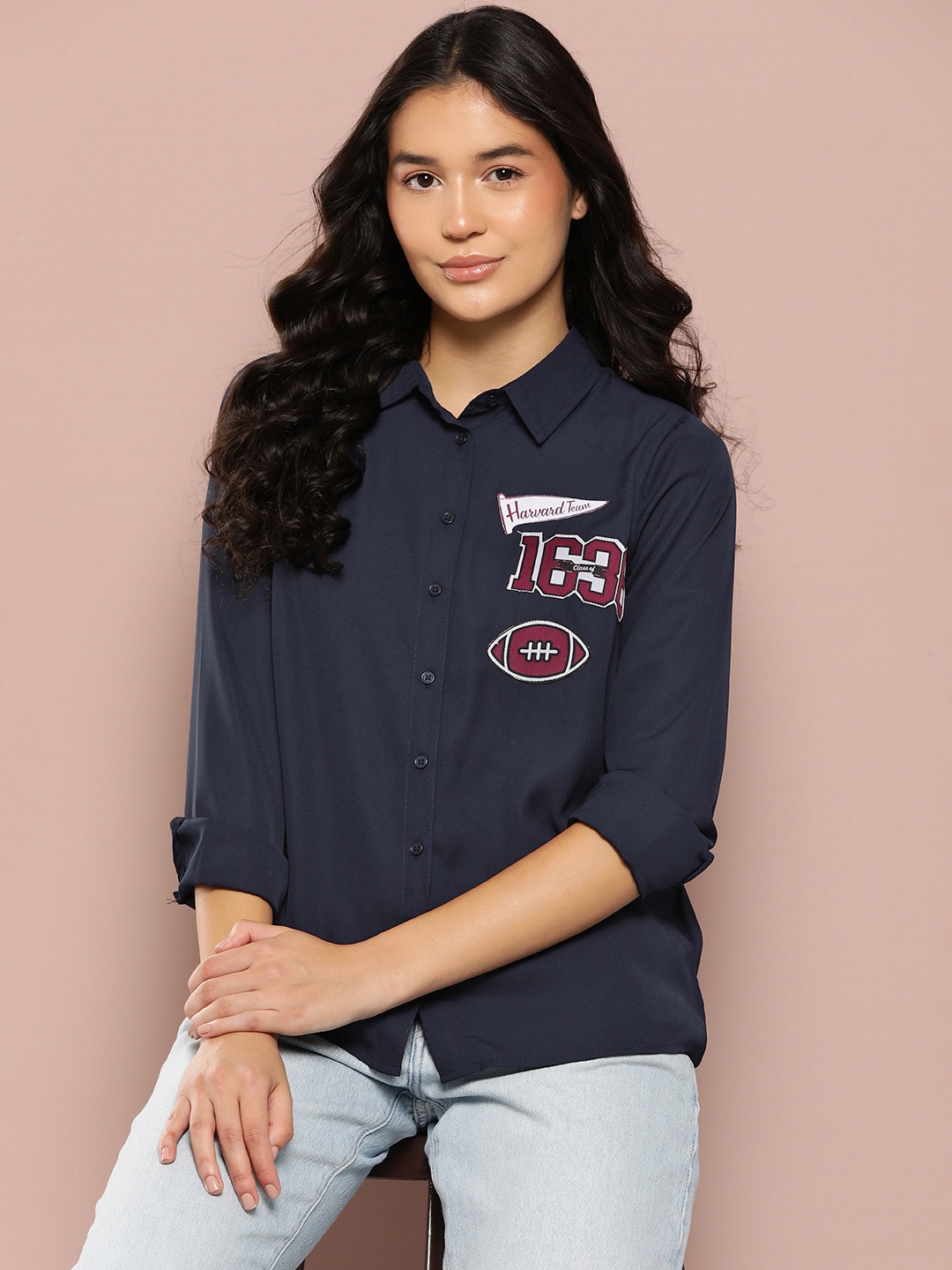 

Harvard Applique Detail Casual Shirt, Navy blue