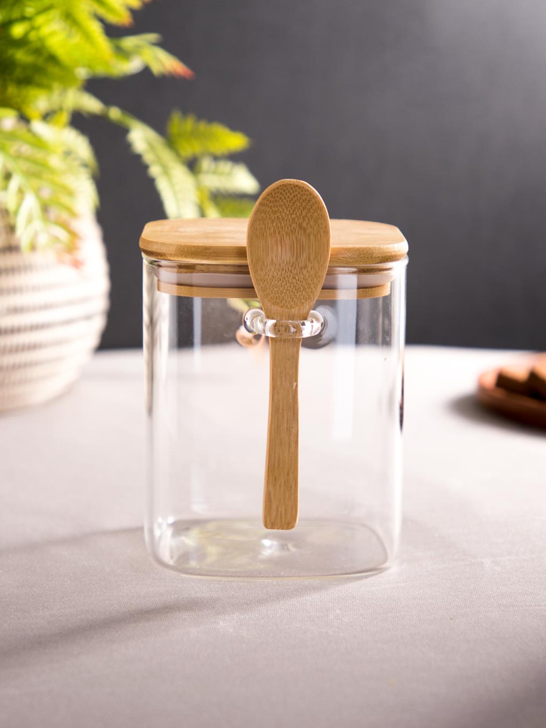 

THEDECORKART Brown & Transparent Glass Food Container