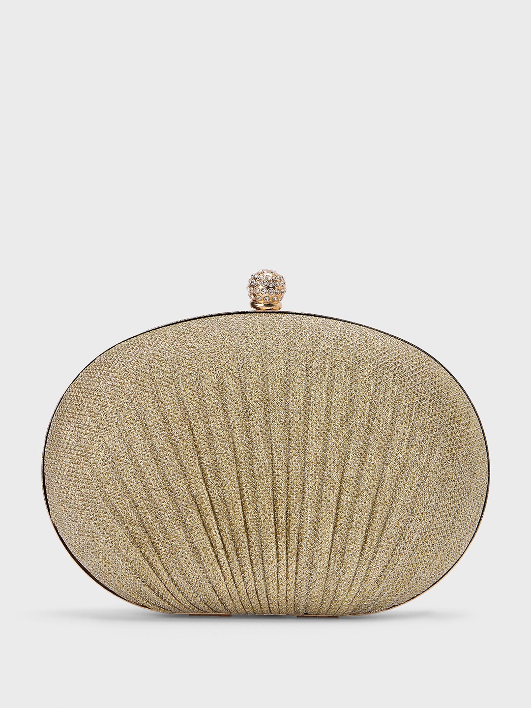 

20Dresses Textured Fabric Shimmer Pleated Clutch, Gold