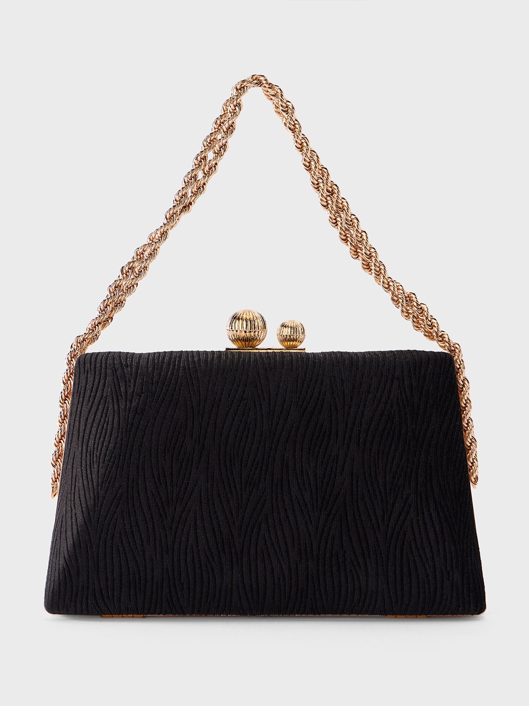 

20Dresses Textured Box Clutch, Black