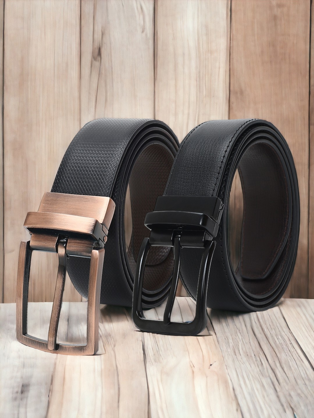 

CRUSSET Men Set Of 2 Leather Reversible Formal Belt, Black