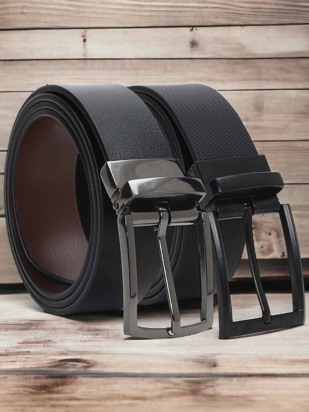 

CRUSSET Men Set Of 2 Leather Reversible Formal Belt, Black
