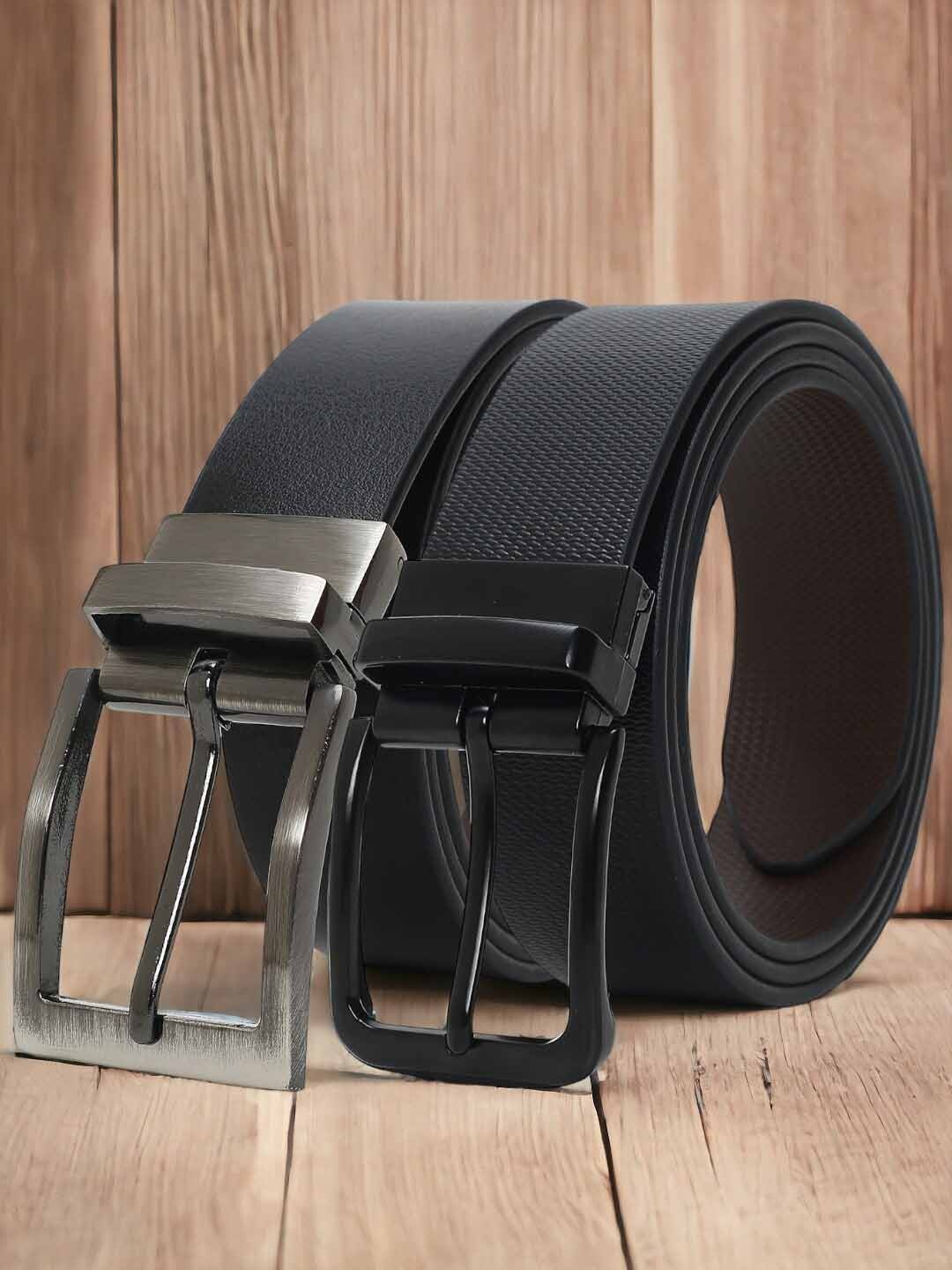 

CRUSSET Men Set Of 2 Leather Reversible Formal Belt, Black