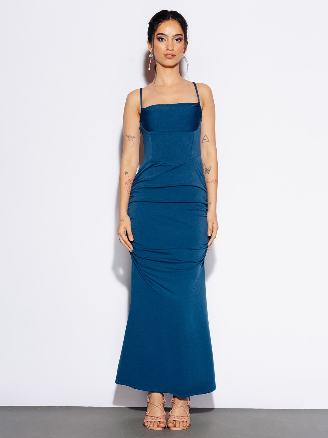 

FREAKINS Square Neck Sleeveless Sheath Dress, Blue