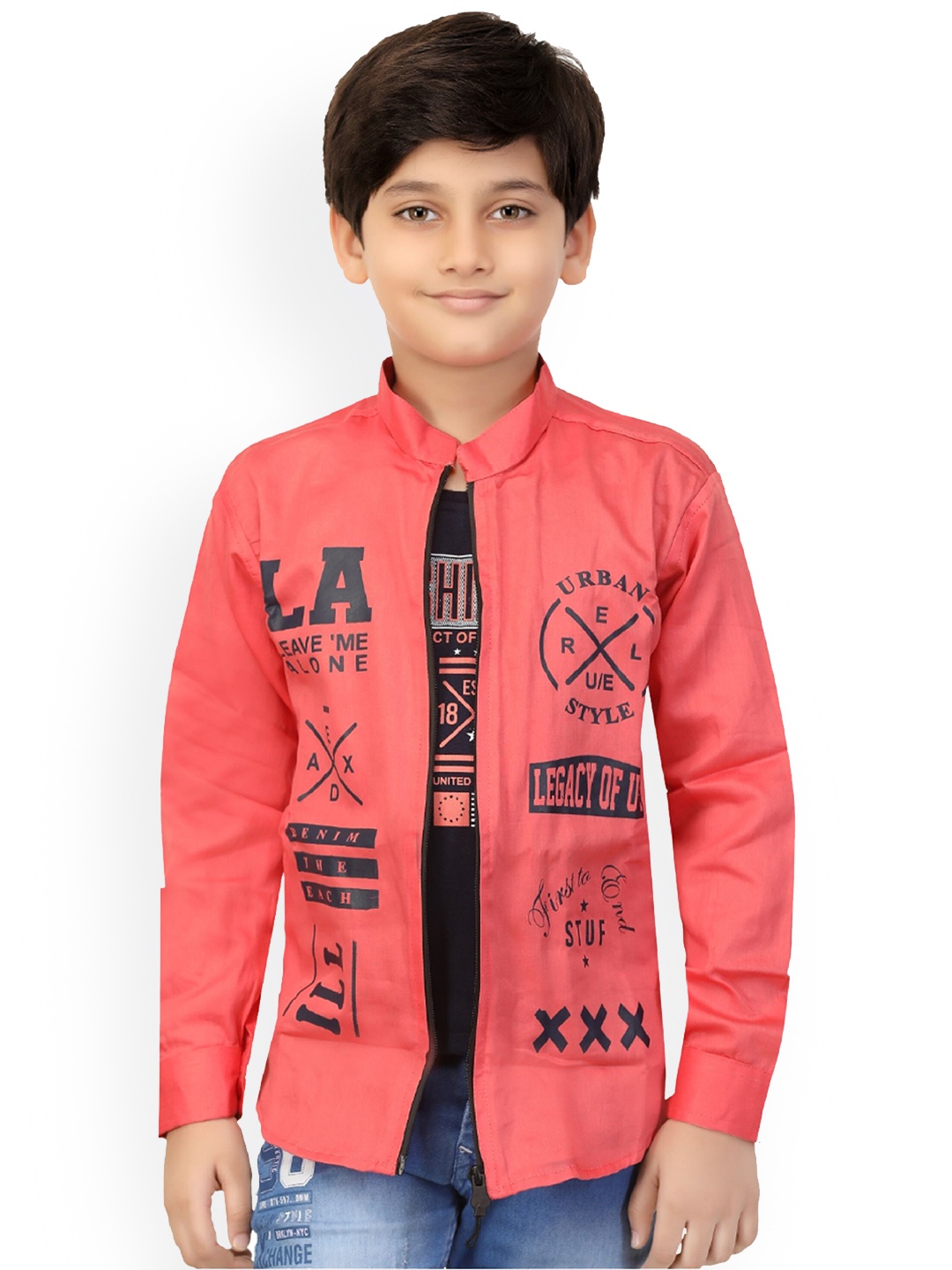 

BAESD Boys Graphic Printed Mandarin Collar Lightweight Open Front Jacket, Pink