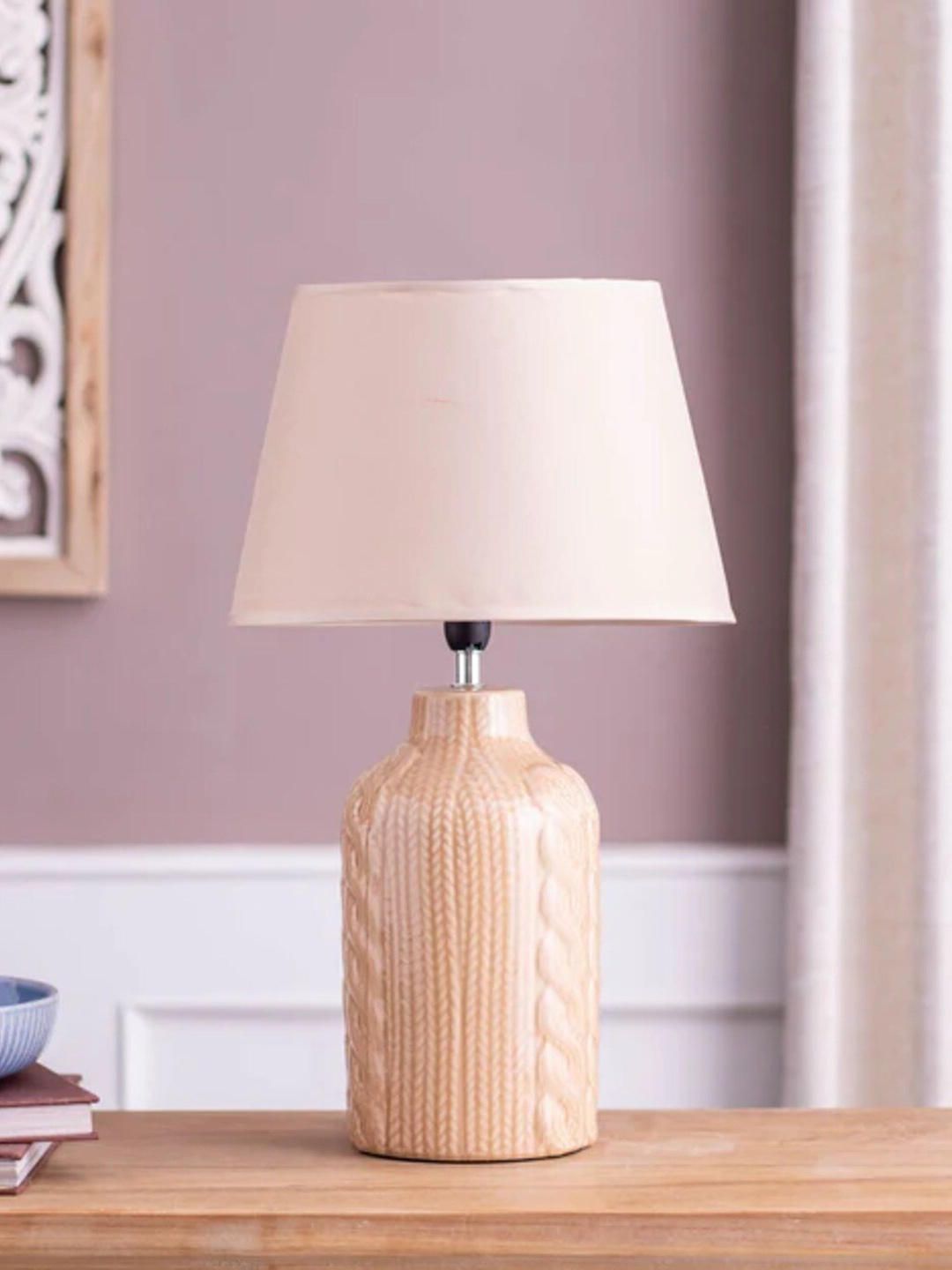 

THEDECORKART Ceramic Frustum Table Lamps, Cream
