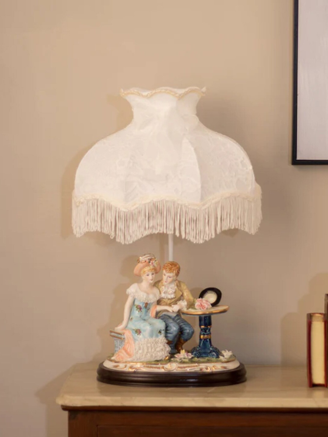 

THEDECORKART Ceramic Abstract Shaped Table Lamps, Off white