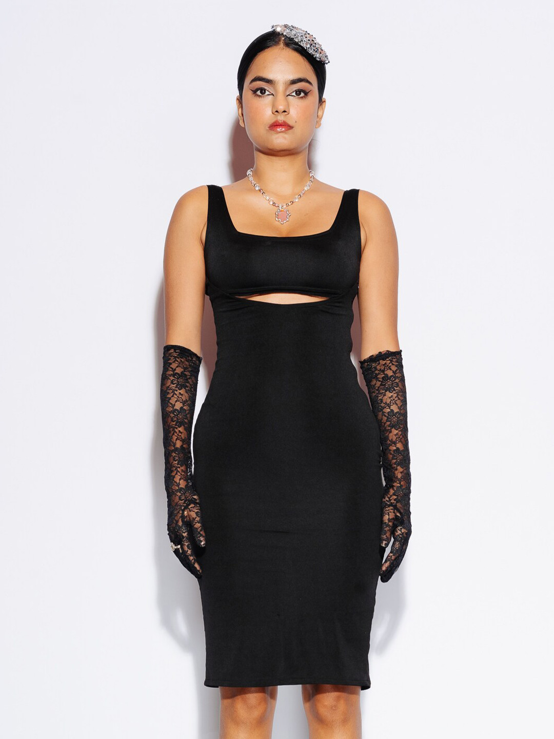 

FREAKINS Sleeveless Cut-Out Bodycon Dress, Black