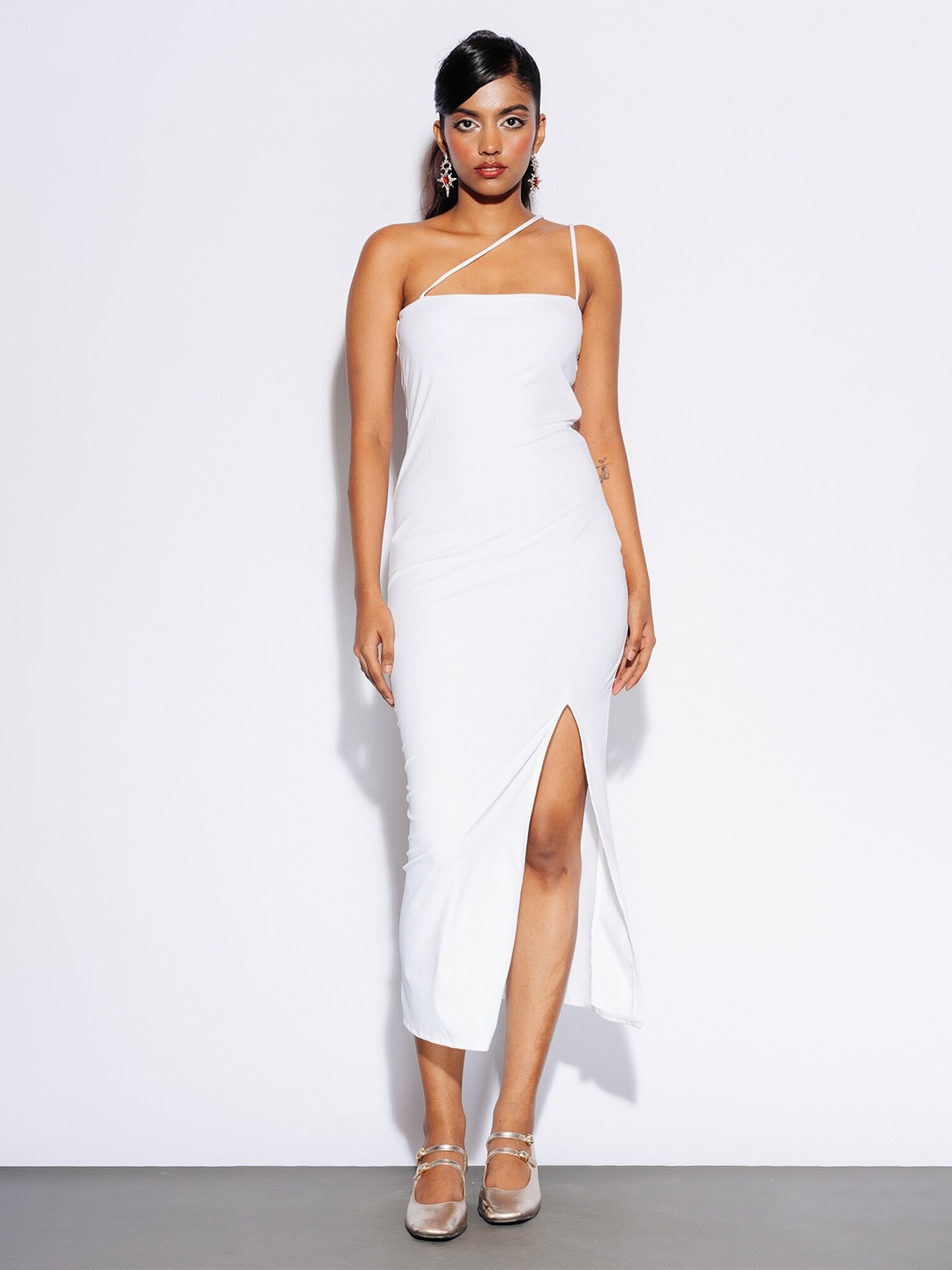 

FREAKINS One Shoulder Bodycon Midi Dress, White