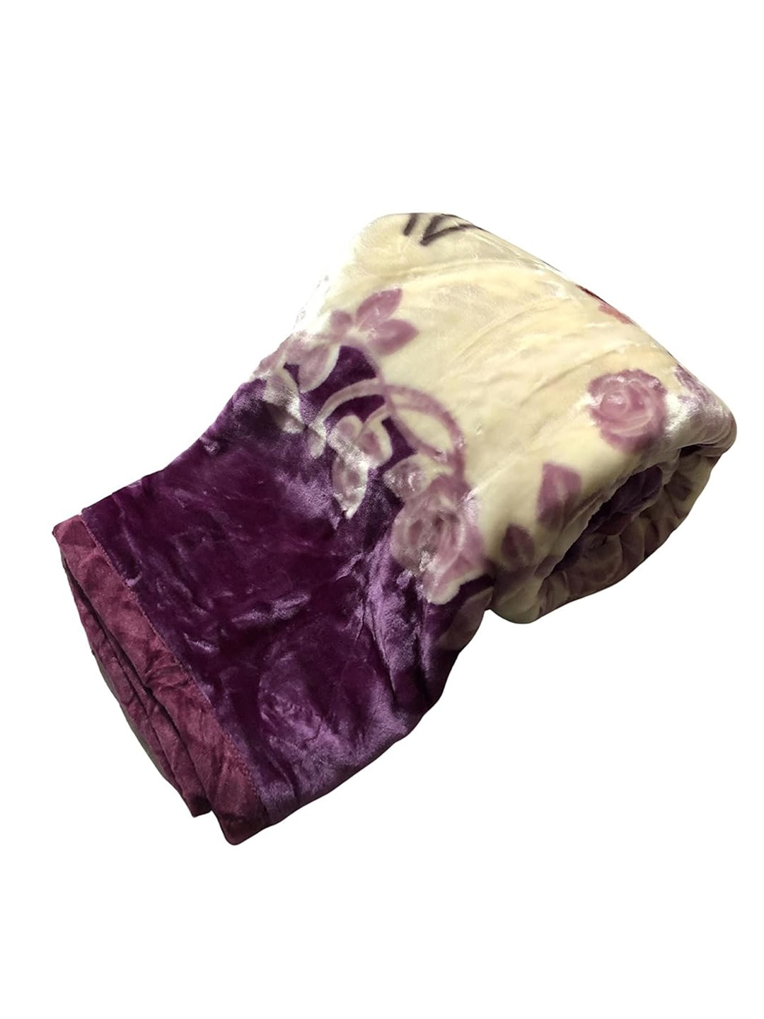Signature Andrew Yellow & Purple Floral Heavy Winter Single Bed Blanket