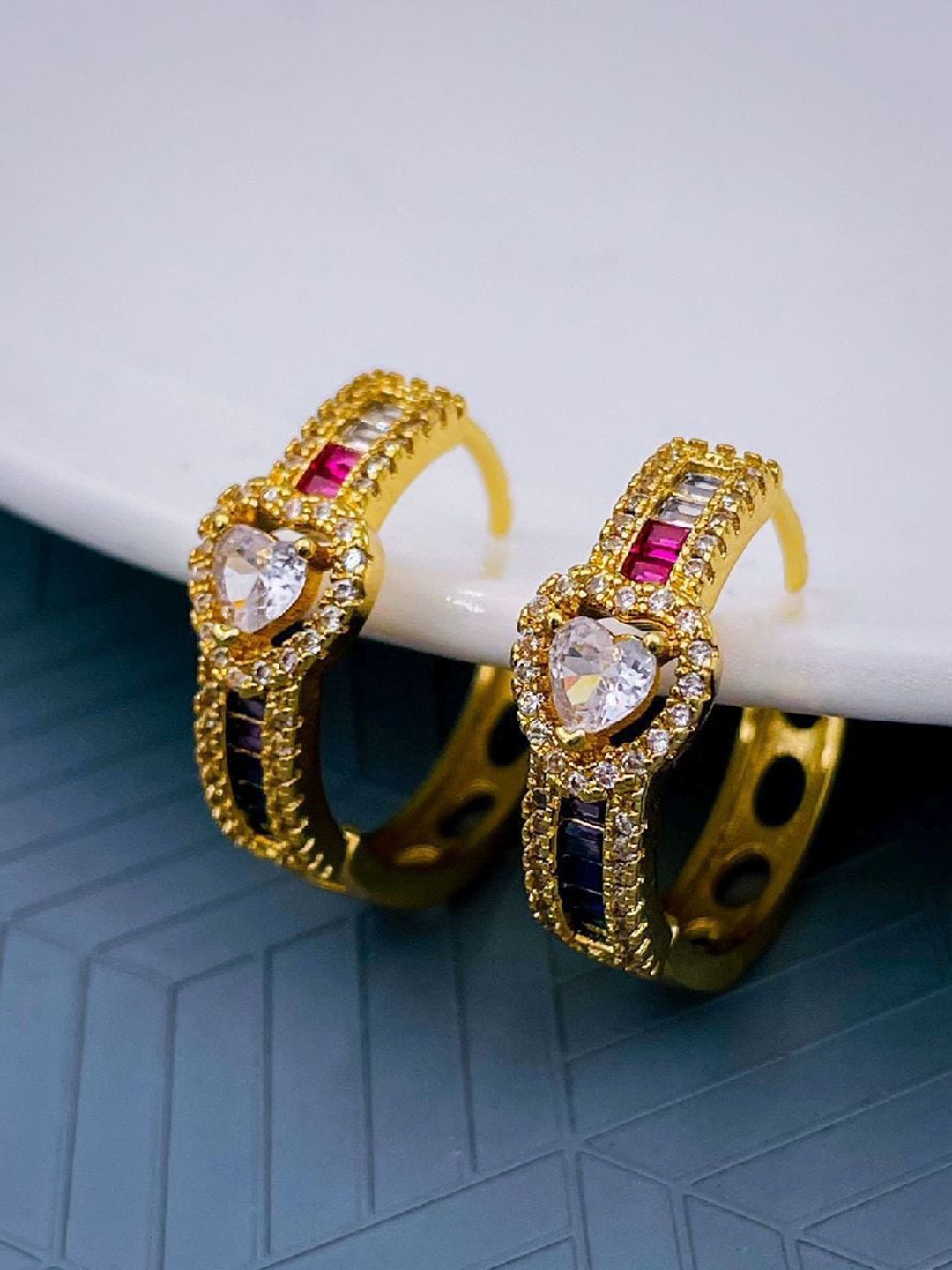 

ZIVOM Gold-Plated Heart Shaped Hoop Earrings