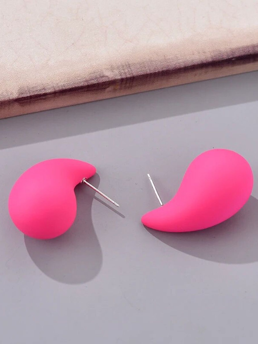 

ZIVOM Silver-Plated Anti Tarnish Paisley Shaped Studs, Pink
