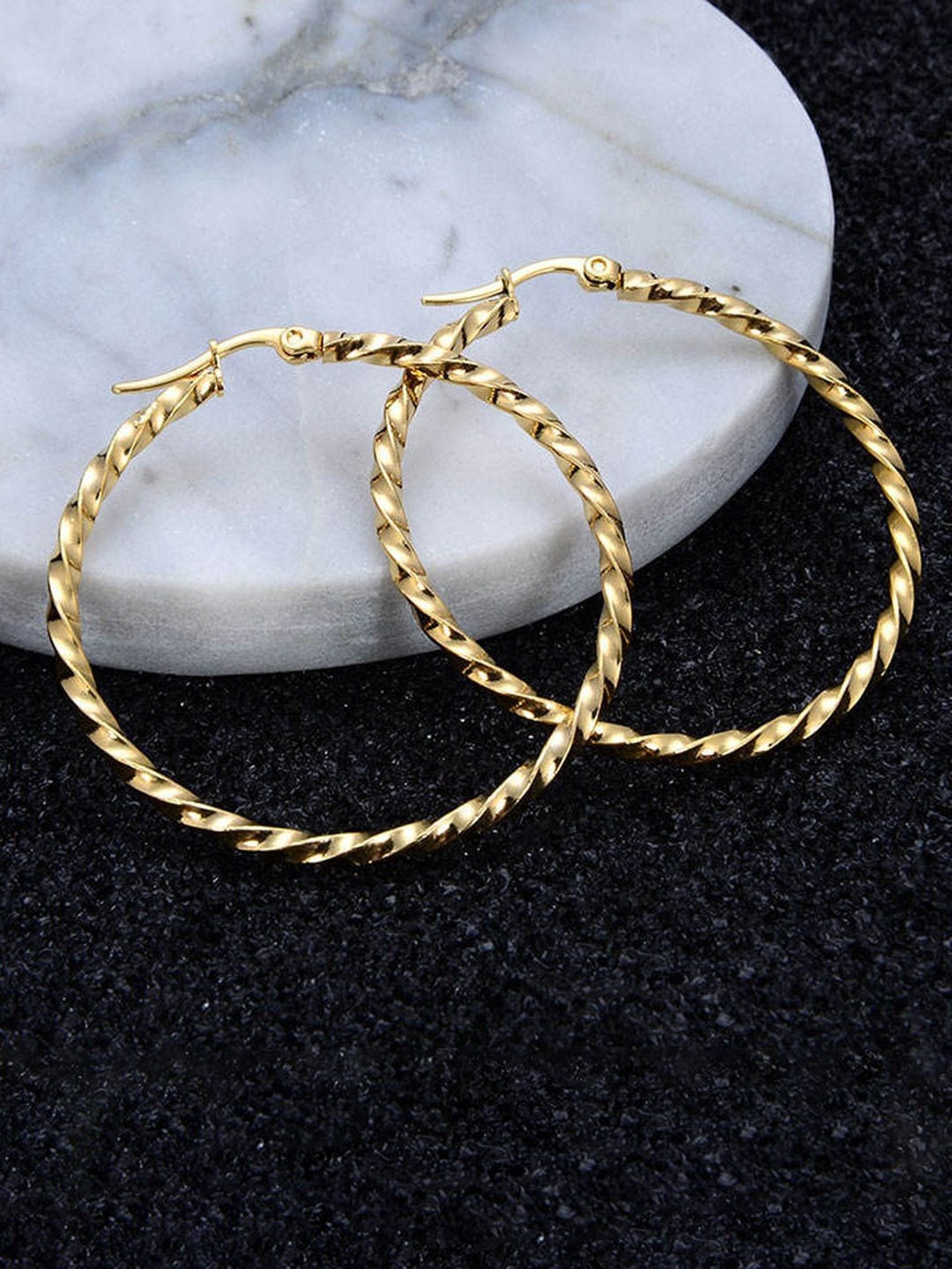 

ZIVOM Gold-Plated Stainless Steel Circular Hoop Earrings