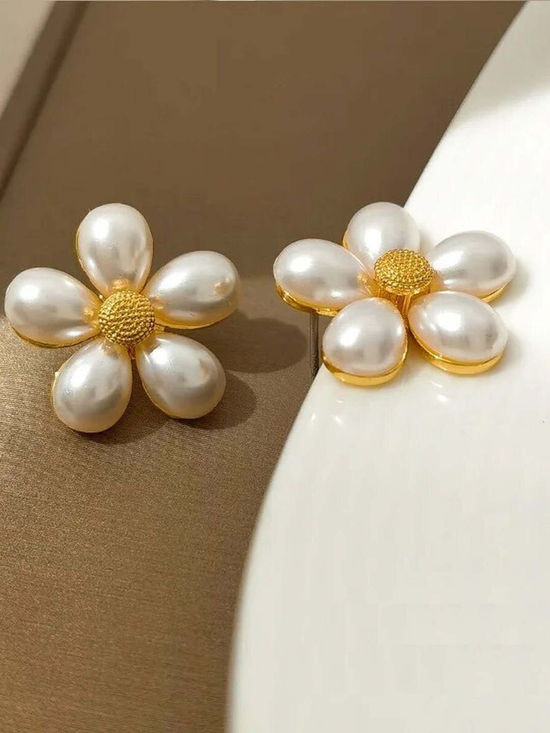 ZIVOM Gold-Plated Floral Studs Earrings