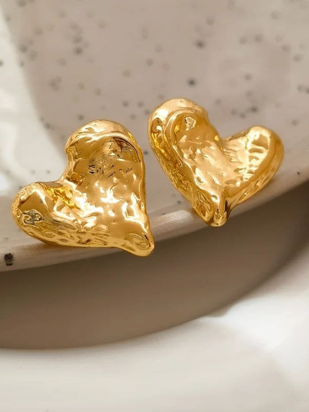 

ZIVOM Gold-Plated Heart Shaped Studs Earrings