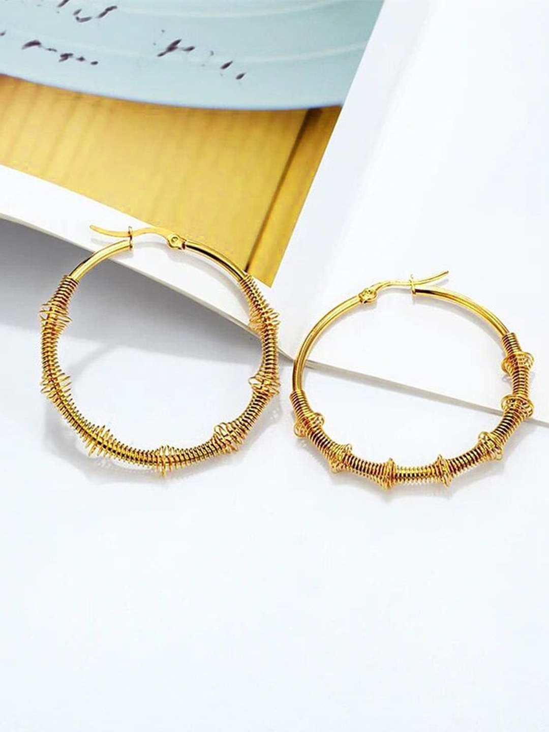 ZIVOM Gold-Plated Stainless Steel Circular Hoop Earrings